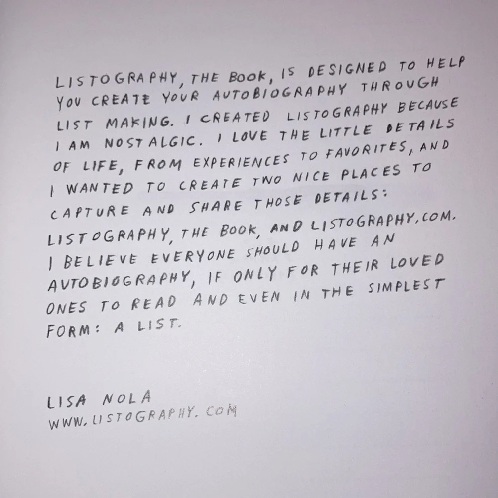 LISTOGRAPHY Your Life in Lists Paperback Journal Book by Lisa Nolan Like NEW